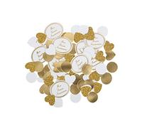 100 Confettis Mon Premier anniversaire blancs et dorés