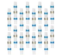 100 connecteurs de fils étanches bout à bout thermorétractables bleus | Manchons de soudure sans outil en PE et étain, isolés et étanches, pour câblage électrique, kit de raccordement