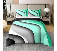 100% Coton Biologique Rayures Housse de Couette 140x200,Dégradé Foncé Parure de Lit,Lignes Abstraites Couvre Lit,Housse de Couette Géométrique Texturé pour Décor de Chambre,Art Esthétique Couvre Lit