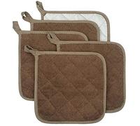 100% Coton de Cuisine Quotidien de Terry Support de Pot résistant à la Chaleur Dessous Manique pour Cuisine et pâtisserie Lot de 5 Marron