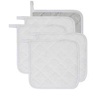 100% Coton de Cuisine Quotidien de Terry Support de Pot résistant à la Chaleur Dessous Manique pour Cuisine et pâtisserie Lot de 5 Blanc