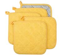100% Coton de Cuisine Quotidien de Terry Support de Pot résistant à la Chaleur Dessous Manique pour Cuisine et pâtisserie Lot de 5 Jaune