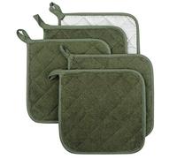 100% Coton de Cuisine Quotidien de Terry Support de Pot résistant à la Chaleur Dessous Manique pour Cuisine et pâtisserie Lot de 5 Olive