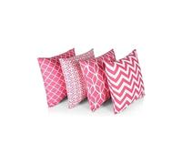 Penguin Home 3426 Housse de Coussin carré décoratif Double Face 100% Coton avec Fermeture éclair Invisible 45cm x 45cm x 18” (Ensemble de 4, Rose Vif), 45 X45 X1 cm