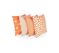Penguin Home 3436 Lot de 4 Housses de Coussin carrées décoratives Double Face 100% Coton avec Fermeture éclair Invisible 45 x 45 x 1 cm, Orange, 45 X45 X1 cm