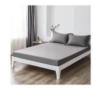100% Coton Drap-Housse pour Protège Matelas Drap de Lit Uni 2 Personne Bonnet Elastique 15cm Drap Housse pour Matelas une pièce Twin Full Queen King ( Color : Silver Grey A , Size : 100x190+15 cm )