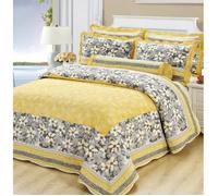 100% Coton Imprimé+ Véritable patchwork Couvre-lit boutis 220x240CM +2 Taie d'oreiller matelassé