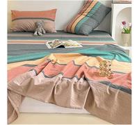 100% Coton Lavé Plaid Drap Plat Twin/Single Full Queen King Qualité Literie Drap De Lit Doux Et Respirant Draps 1 Pièce, Colored, 120x230cm+48x74cm x1
