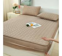 100% Coton Protecteur De Matelas Coton Taille Queen King Couverture Matelas Feuille Montée avec Bande Élastique À 360° Enveloppement Complet Couverture De Lit,café,90 * 200cmTWIN