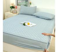 100% Coton Protecteur De Matelas Coton Taille Queen King Couverture Matelas Feuille Montée avec Bande Élastique À 360° Enveloppement Complet Couverture De Lit,Bleu,90 * 200cmTWIN