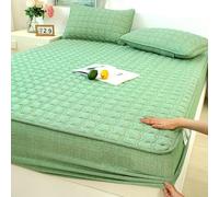 100% Coton Protecteur De Matelas Coton Taille Queen King Couverture Matelas Feuille Montée avec Bande Élastique À 360° Enveloppement Complet Couverture De Lit,Vert,90 * 200cmTWIN