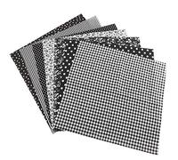 100% Cotton Pre - Cut Fabric Squares Bundle | Soft Smooth No Burr | 7pcs 50x50cm for Quilting/Sewing/DIY Home Decor | Assorted Blue Green Black (Black series)