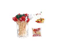 100 cure-dents de Noël pour cocktail, brochettes pour apéritifs de Noël, cure-dents à thème vintage pour décoration de Noël, brochettes pour fruits pour les fêtes de fin d'année