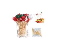 100 cure-dents de Noël pour cocktail, brochettes pour apéritifs de Noël, cure-dents à thème vintage pour décoration de Noël, brochettes pour fruits pour la fête de Noël et du Nouvel An, boissons aux