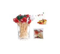 100 cure-dents de Noël pour cocktail, brochettes pour apéritifs de Noël, cure-dents à thème vintage pour décoration de Noël, brochettes pour fruits pour les fêtes de fin d'année