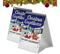 100 Day Christmas Countdown Calendar 2025, 2025 Christmas Tear off Countdown Desk Calendar, 100 Day Christmass Countdowns Calendars, Desktop Advent Calendars (2 Pcs)