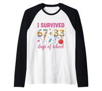 100 Days of School 180 Days I Survived pour Les étudiants et Les Enseignants Manche Raglan
