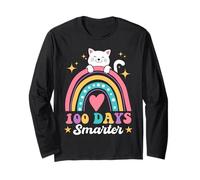 100 Days of School Chaton Arc-en-Ciel Smarter 100th Day Girl Manche Longue