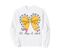 100 Days of School Crayon à Papier avec nœud Jaune Sweatshirt