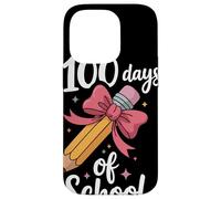 100 Days of School Crayon Mignon Nœud Rose Primaire École Coque pour iPhone 14 Pro