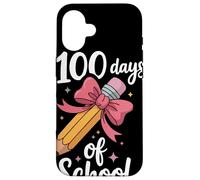 100 Days of School Crayon Mignon Nœud Rose Primaire École Coque pour iPhone 16