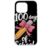 100 Days of School Crayon Mignon Nœud Rose Primaire École Coque pour iPhone 16 Pro