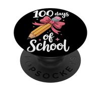 100 Days of School Crayon Mignon Nœud Rose Primaire École PopSockets PopGrip Adhésif