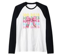100 Days of School Girl Coquette Bow Mignon Crayon Rose Pastel Manche Raglan