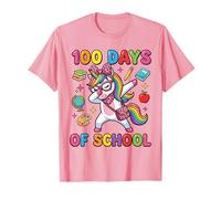 100 Days of School Mignon Dabbing Licorne Léopard Nœud Rose T-Shirt