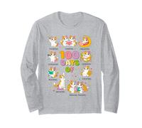 100 Days of School Smarter Mignon Chaton Enseignant Bookish Manche Longue