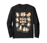 100 Days of School Smarter Mignon Chaton Enseignant Bookish Manche Longue