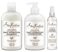 100% d'huile de coco vierge TRIO BUNDLE | Revitalisant Hydratation Quotidienne 13 Oz, Shampooing Hydratation Quotidienne 13 Oz & Traitement Sans Rinçage 8 Oz par Shea Moisture