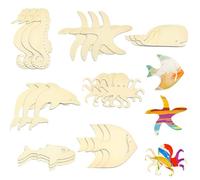 100 Disques en Bois D'animaux Marins à Peindre 3D en Bois Animaux en Bois Monde Sous Marin Décoration D'intérieur Convient pour Développer les Compétences Pratiques des Enfants