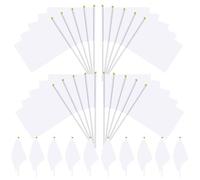 100 Drapeaux à Main Blancs Mini Petit Drapeau avec Bâton 14 x 21 cm DIY | Polyester pour Fêtes Anniversaires Événements Supporters Sportifs Décorations Mariages Fêtes Thématiques Manifestations Club