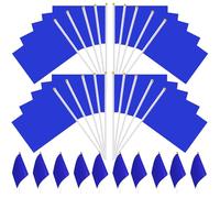 100 Drapeaux à Main Bleu Mini Petit Drapeau avec Baton 14 x 21 cm DIY Permis pour Fêtes Anniversaires Événements Supporters Sportifs Décorations Mariages Fêtes Thématiques Manifestations Club