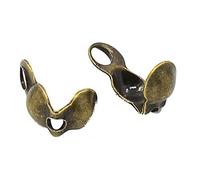 100 EMBOUTS CACHE NOEUDS A PLIER BRONZE 9 x 3 mm BOUCLE OUVERTE - CREATION BIJOUX PERLES