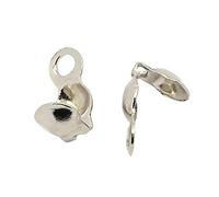 100 EMBOUTS CACHE NOEUDS A PLIER METAL ARGENTE 9 x 3 mm BOUCLE OUVERTE - BIJOUX PERLES