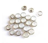 100 ensembles de boutons à pression en métal, broche perle blanche, boutons-pression fixation, 4 parties, 8mm Pour Robes