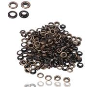 100 ensembles d'œillets en métal, œillets en laiton de 5 mm avec rondelle en fer, kit d'œillets, 5mm Oeillets en Métal de Forme Ronde pour toile, chaussures, vêtements(Bronze)
