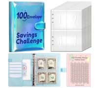 100 enveloppes, 100 enveloppes | Classeur budgétaire 5 pour livre des défis monétaires | Classeur amusant et organisé avec enveloppes d'argent et livre des défis d'épargne, pour atteindre ob