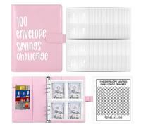 100 Enveloppes Challenge, Challenge Binder, Savings Challenges Binder, Organiseur de Budget, Saving Challenge - Avec Enveloppes Pour Argent Liquide - Pour l'École, La Maison, Le Bureau (Rose)