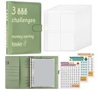 100 enveloppes, classeur de Budget, défi d'économie, couverture en cuir PU avec enveloppe d'argent, fermeture éclair poche PVC/autocollants numériques pour Bureau Maison(Green)