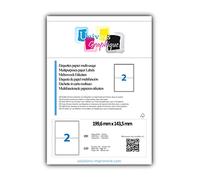 100 étiquettes 199,6 x 143,5 mm pour expédition. Blanches adhésives personnalisables soit 50 feuilles de 2 étiquettes type A5 pour imprimante jet d'encre et Impression laser - utilisable sur word
