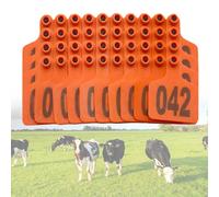 100 étiquettes auriculaires en plastique gravées au laser, grand format, numérotées de 001 à 500, for l'identification du bétail (vaches, moutons, chèvres, porcs).(Orange,101-200)