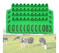 100 étiquettes auriculaires en plastique gravées au laser, grand format, numérotées de 001 à 500, for l'identification du bétail (vaches, moutons, chèvres, porcs).(Green,401-500)