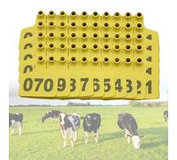 100 étiquettes auriculaires en plastique gravées au laser, grand format, numérotées de 001 à 500, for l'identification du bétail (vaches, moutons, chèvres, porcs).(Yellow,201-300)
