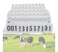 100 étiquettes auriculaires en plastique gravées au laser, grand format, numérotées de 001 à 500, for l'identification du bétail (vaches, moutons, chèvres, porcs).(White,201-300)