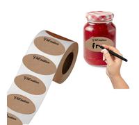 100 Étiquettes Autocollantes “Fait Maison” en Kraft Marron pour Bocaux et Conserves - Format Ovale 5,5 x 3 cm - Lot de Stickers pour Confitures et Produits Artisanaux