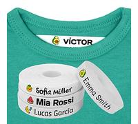 100 étiquettes d'identification pour les vêtements avec l'icône de couleur à sélectionner. Drap blanc (FRUITS)
