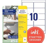 100 étiquettes enlevables blanches, format 96 x 50,8 mm (10 feuilles / cdt)